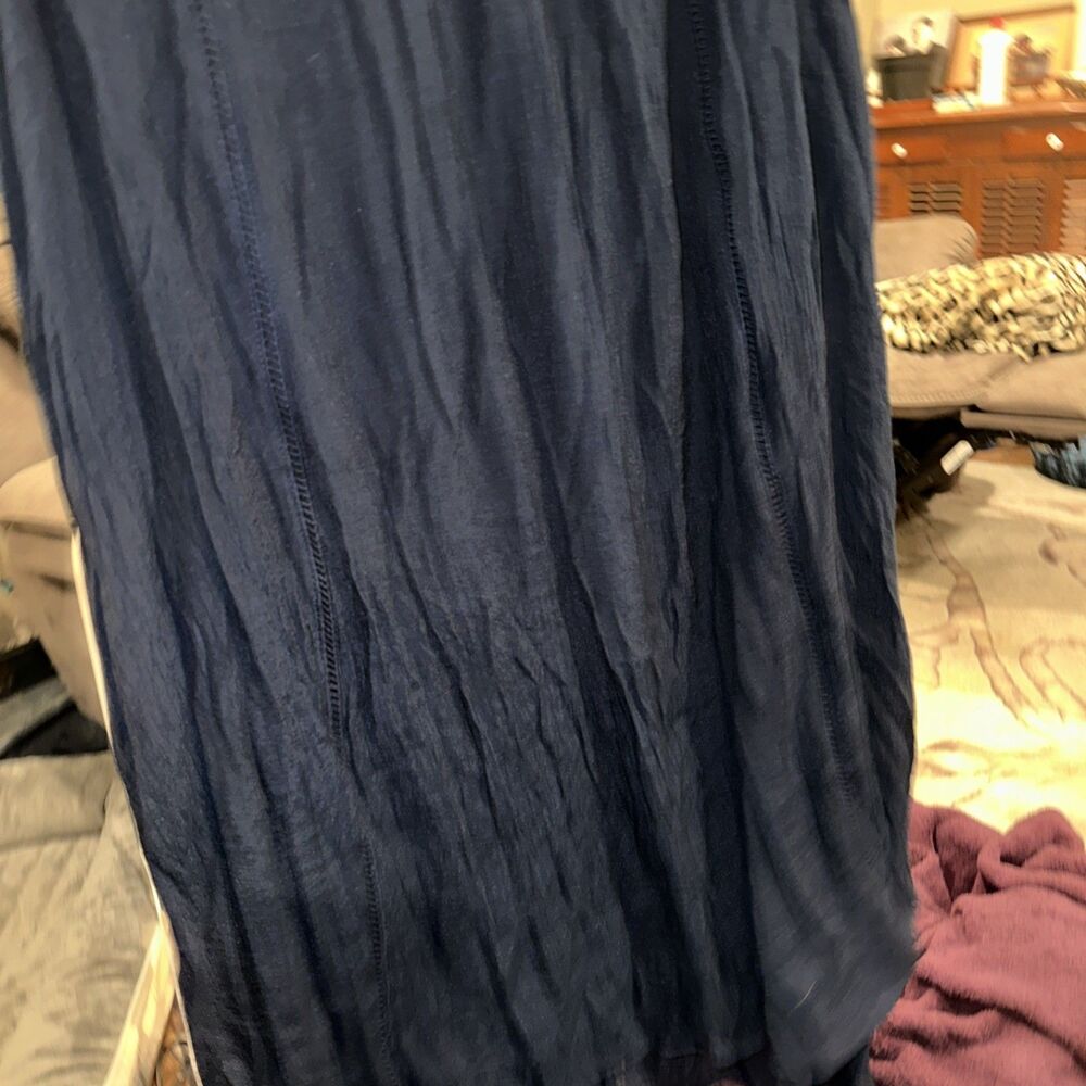 Style & Co Navy Blue Blouse Dress Top Sheer Straps And Back Size 2 X new